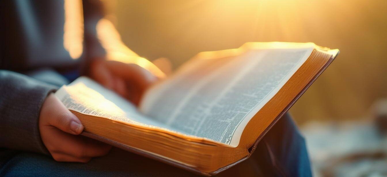 Person reflecting with an open Bible, symbolizing healing through Scripture, faith, and God’s promises.