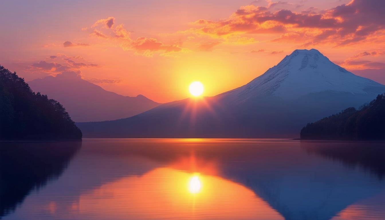 Sunrise over a mountain, symbolizing hope and courage.