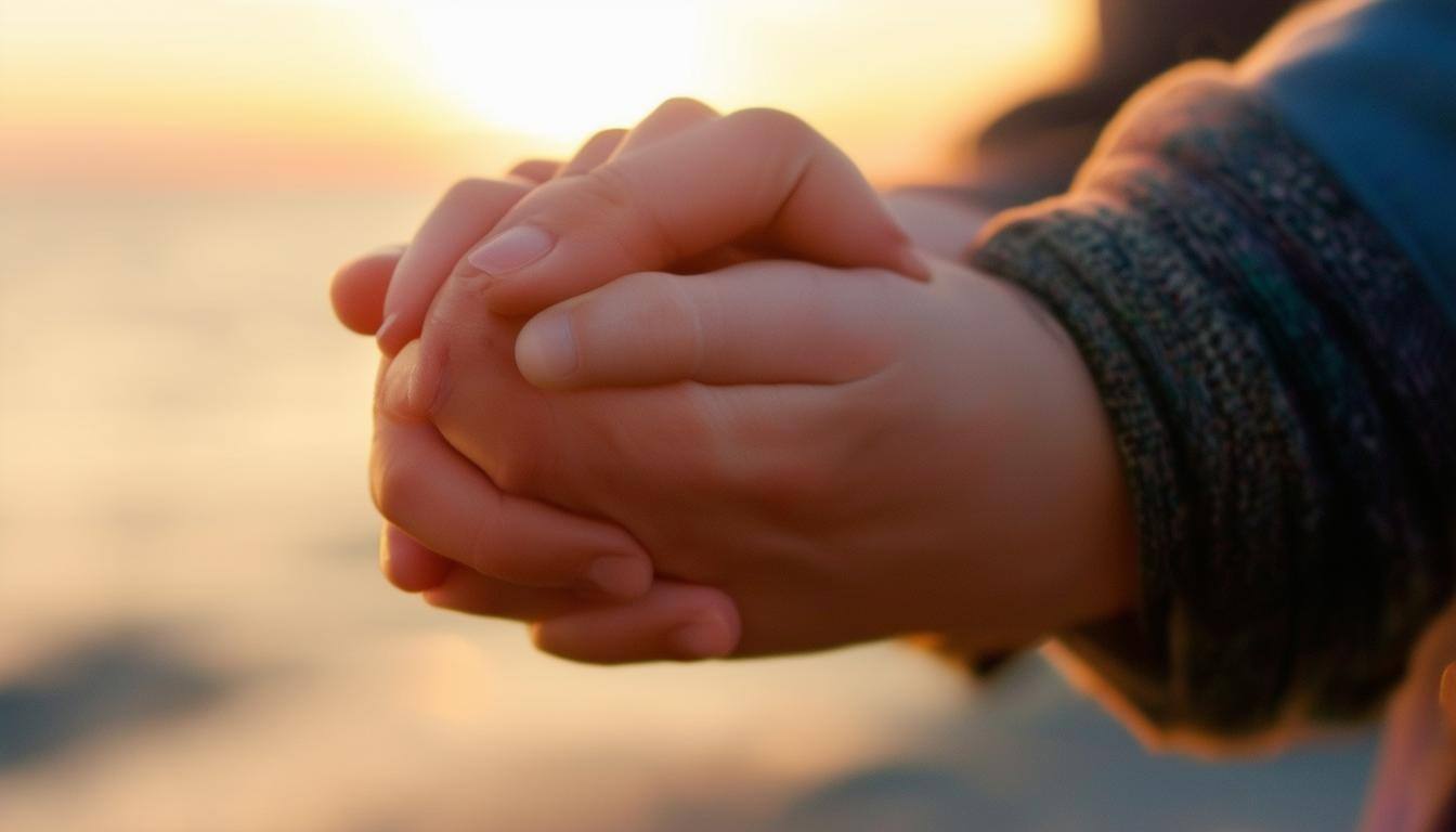 holding hands in prayer