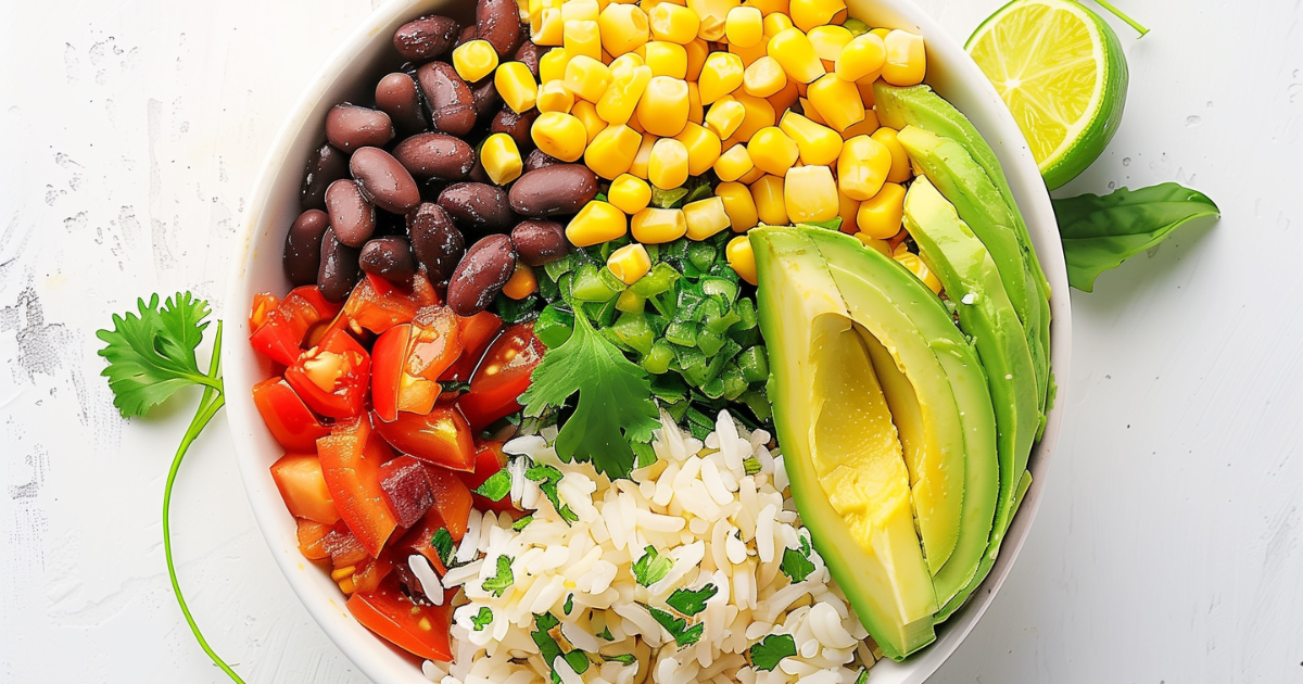 Homemade burrito bowls for a meal prep idea