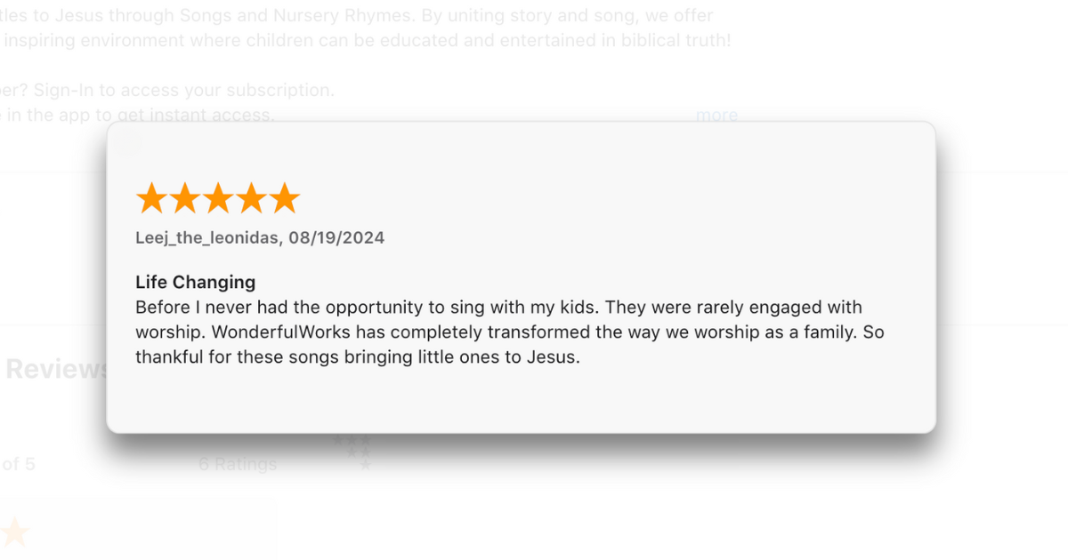Review for WonderWorks Christian bible app for kids