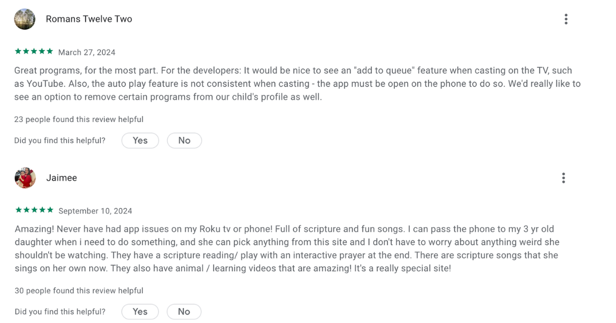 Review for Minno kids Christian app