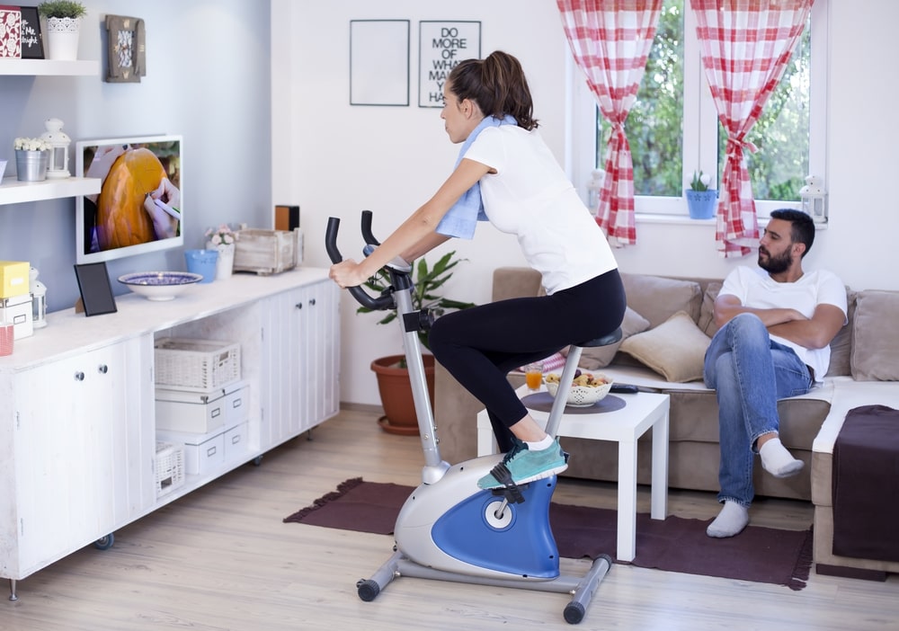 A good way to make exercise fun is to watch TV while exercising.