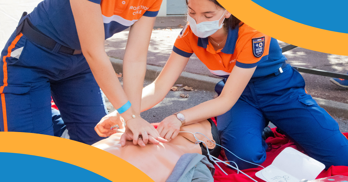 Giving CPR to someone in need